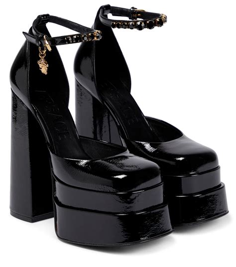 replica versace black madusa tennis shoes|versace platform heels.